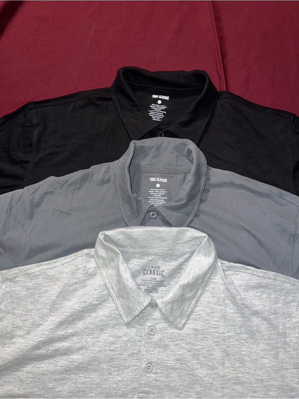 True Classic Polo - Black, grey, Light Gray size Large